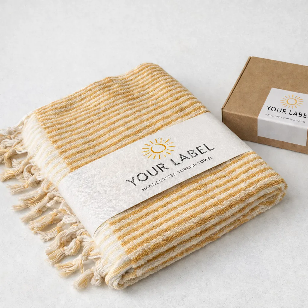 Private label branding and packaging for towels and throws